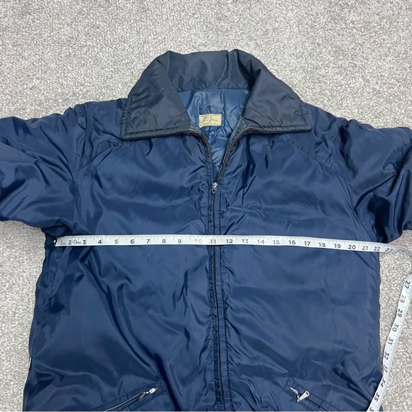 LL Bean Script Label Jacket Men’s Medium? Blue Down Puffer Zip Front Vintage 70s - Picture 3 of 9